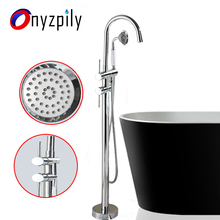 Onyzpily-grifo con soporte de suelo para ducha, grifería con mango de cerámica galvanizado, LED, rotación de 360 grados 2024 - compra barato