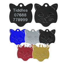 HOT Selling Free Shipping Mix Colors 23*23MM 200 Pcs/ Lot Aluminium Cat Face Shape Pet ID Tags Custom Engraved Pet tags 2024 - buy cheap