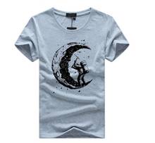 Sunmmer мужские футболки с принтом Луны, хлопковая Футболка с круглым вырезом и короткими рукавами, мужская повседневная брендовая футболка, Мужская футболка, Размер 5XL 2024 - купить недорого