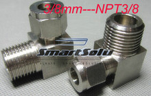 Frete grátis 2 pc/lotes para 3/8mm-NPT3/8 cotovelo do aço inoxidável cotovelo do aço inoxidável acessórios de compressão conectores 2024 - compre barato