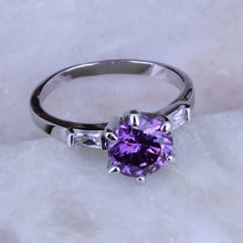 Love Monologue Simple Stackable Ring Minimalist Purple Crystal Cubic Zirconia Silver Color Classical Small Ring J0183 2024 - buy cheap