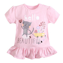 Camisetas de verão para bebês meninas, camisetas estampadas com desenhos animados bonitos, camisetas infantis de algodão, novo estilo de roupas (1-6 anos) 2024 - compre barato