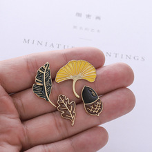 4 Pin Creative Pine Nuts Ginkgo Leaf Brooches for Women Leaves Pins Jewelry Denim Badge Enamel Pin Backpack Bag Accessories Gift 2024 - buy cheap