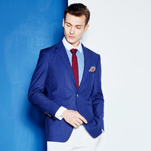 Blazer masculino slim fit, jaqueta azul profunda, roupa de escritório casual inteligente para homens de negócios, outono 2018 2024 - compre barato