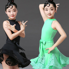 Rendas desgaste prática latin vestido da dança moderna de salão competição menina para crianças kid saia dancewear salsa tango samba cha cha 2024 - compre barato