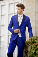 Novidade ternos de noivo smoking roral azul padrinho lapela alta casamento/jantar padrinho (jaqueta + calça + gravata + colete) bpeito 2024 - compre barato