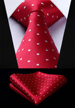 Woven Classic Men Tie Necktie  TD607R8S Red White Polka Dot 3.4" Silk Tie Party Wedding Handkerchief Set 2024 - buy cheap