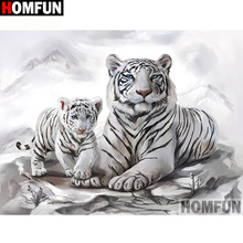 HOMFUN полный квадрат/круглая дрель 5D DIY Алмазная картина "животное тигр" 3D Алмазная вышивка крестиком домашний декор A19807 2024 - купить недорого