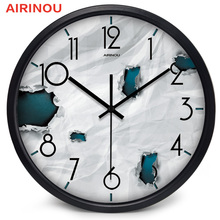 3D дизайн Airinou, креативные часы с эффектом разрыва бумаги, круглые Настенные часы, дизайн культуры 2024 - купить недорого
