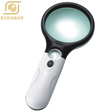 2019 EYESHOT Hot Sale 3 LED Light 45X Handheld Reading Magnifying Glass Lens Jewelry Watch Loupe 2024 - buy cheap