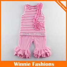 2016 Kids Clothes New Style Baby Girl Ruffle Clothing Set,striped Design Tank Top With Shorts Children Summer Set Free Shipping 2024 - buy cheap