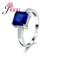 Joyería encantadora para mujer, anillos brillantes de circón cúbico para mujer, de Plata de Ley 925, anillo de cristal de corte cuadrado 2024 - compra barato