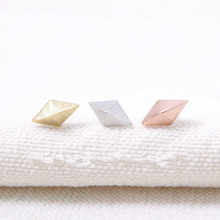 Simple Designed Gold Silver Pink Gold Rhombus Studs Earrings for Women Free International Shipping 2024 - buy cheap