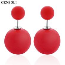 Double Sides Big Pearl Stud Earrings Candy Colors Rubber Big Ball Earrings Women Party Bead Ear Stud Jewelry 2018 Hot Selling 2024 - buy cheap