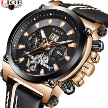 Men Watches LIGE Fashion Tourbillon Automatic Mechanical Watch Men Leather Big Dial Waterproof Sport Clock Relogio Masculino 2024 - buy cheap