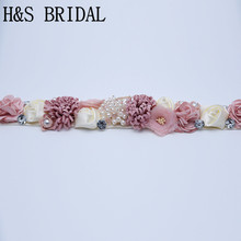 H&S BRIDAL Wedding belt rose flowers pearls rhinestone belt diamond belt bridal sash dress accessories bridesmaid sash 2024 - buy cheap