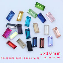 50p 5x10mm color rectangle point foiled back cut glass stone faceted crystal glue on rhinestones jewels for shoes bags DIY beads 2024 - buy cheap