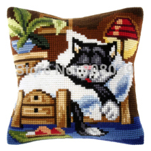 BLACK CAT  tapestry pillow kit Tapestry pillow Cross-stitch Cushion Kit Chunky Pillowcase 100% Acrylic Yarn Kits Embroidery 2024 - buy cheap