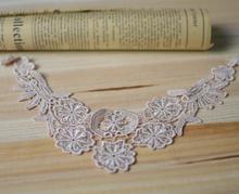 2 Pieces 26*5.5cm High Quality Apricot Off White Lace Fabric Venise Lace Beautiful Flower Applique Lace Collar DIY Craft 2024 - buy cheap