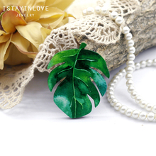 Suministros de fabricación de joyas hechas a mano, cuentas de madera cortadas con láser, hoja de Monstera verde para DIY, collar, pendiente, broche, CW099 2 2024 - compra barato