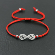 Lucky Brilliant Shiny Crystal Zircon 8 Infinity Bracelets Thin Red Rope Thread String Bracelet Women Girl Couples Lovers Gift 2024 - buy cheap