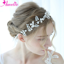 Resina branca acessórios florais feminino bandana casamento jóias de cabelo headpiece cabelo nupcial videira 2024 - compre barato