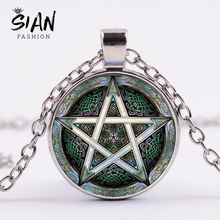 SIAN Classic Supernatural Necklace Devil's Trap Pentagram Pentacle Retro Pattern Glass Cabochon Necklaces Pendants Movie Jewelry 2024 - buy cheap