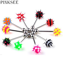 PINKSEE 10pcs Surgical Steel Nipple Tongue Ring Ball Bar Barbells Body Jewelry Piercing Wholesale 2017 2024 - buy cheap