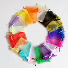 Sacos de presente multi cores para joias, casamento, natal, aniversário, 500 peças, 5x7cm, sacos com alças, embalagem, presentes, organza 2024 - compre barato