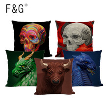 3D Animal Cushion Cover Layer Sense Stripe Printing Pillow Case Cotton And Linen Car Seat Home Decoration Pillow Case 2024 - buy cheap