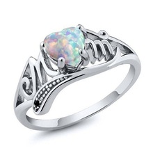 Женские обручальные кольца Hainon, серебряные кольца в форме сердца с огненным опалом, размер 6-10, модные очаровательные кольца 2024 - купить недорого