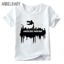 Boys and Girls Evolution Of Parkour Born To Jump Print T shirt Kids Summer White Tops Children Funny T-shirt,HKP2422 2024 - buy cheap