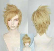Pelucas cortas de lino para disfraz de Final Fantasy XV, pelo rubio resistente al calor, con gorro gratis, para Cosplay, FF15 2024 - compra barato