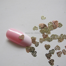 MS181-2 100 шт золотых милых металлических наклеек в форме сердца для дизайна ногтей, металлические наклейки для украшения ногтей, самоклеющиеся наклейки 2024 - купить недорого