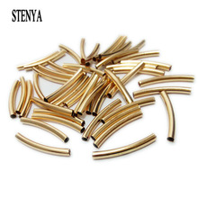 STENYA Straight Tube Beads Jewelry Making Leather Cord Rope Metal Chains Necklace Clasp Choker Findings Spacer Connector Tubes 2024 - buy cheap