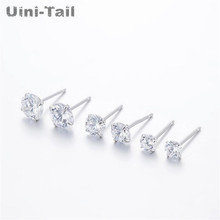 Uini-Tail hot new 925 sterling silver Korean simple crystal four-claw earrings classic fashion trend high-quality jewelry GN606 2024 - buy cheap