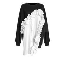 2020 Fall New Arrival Stitching Ruffles Irregular Shirts Style Long Sleeve Sweatshirt Women Chic Moletom Feminino Free Shipping 2024 - buy cheap
