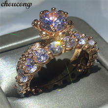 choucong Fashion Flower ring set 3ct Clear 5A zircon Cz Rose Gold Filled 925 silver Engagement Wedding Band Rings For Women Gift 2024 - buy cheap