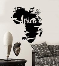 Vinyl wall applique abstract Africa continent map Africa animal sticker art sticker living room bedroom home decor 2DT2 2024 - buy cheap