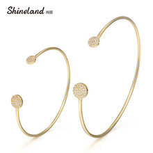 Shineland Newest good quality manchette argent adjustable bracelet crystal open bangles femme bijoux children pendant bracelet 2024 - buy cheap