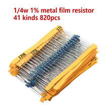 820pcs/set 40 Kinds 1/4W Resistance 1% Metal Film Resistor Pack Assorted Kit 1K 10K 100K 220ohm 1M Resistors 2024 - buy cheap