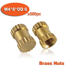 500pcs M4 x 8mm x OD 6mm Injection Molding Brass Knurled Thread Inserts Nuts 2024 - buy cheap