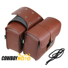 Brown Motorcycle PU Leather Saddlebags Storage Tool Luggage Bags Universal Saddle Bags For Harley Sportster XL883 XL1200 2024 - buy cheap