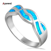 Classic style Special design Blue fire Opal Silver Stamped Rings fashion jewelry USA size #6#6.5#7#7.5#8.5#9 OR680A 2024 - buy cheap