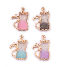 Newest 60pcs 21*11MM Glitter Bling Enamel Jewelry Charms DIY Ornament Accessories Gold Tone Alloy Animal Cute Cat Pendants Charm 2024 - buy cheap