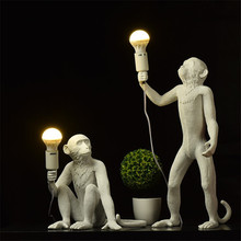 Creativo moderno resina blanco precioso mono lámpara Loft Vintage lámpara colgante de cuerdas de cáñamo para casa Bar Café colgante Retro lámpara colgante 2024 - compra barato