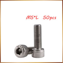 50pcs M5 DIN912 304 Stainless Steel Hexagon Socket Head Cap Screws M5*8/10/12/16/20/25/30/35/40/45/50 2024 - buy cheap