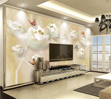 Wellyu-papel de parede personalizado 3d, florais, mármore decorativo, pintado, plano de fundo de parede, decoração de casa 2024 - compre barato