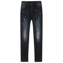 2019 новые осенние мужские модные джинсовые штаны с дырками, синяя черная брендовая одежда для мужчин, зауженные джинсы, мужские брюки 085 2024 - купить недорого