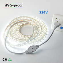 SMD 5050 AC220V LED Strip Flexible Light 60leds/m Waterproof Led Tape LED Light With Power Plug 1M/2M/3M/5M/6M/8M/9M/10M/15M/20M 2024 - buy cheap